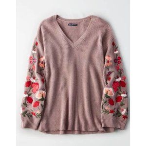 American Eagle Embroidered Bell-Sleeve Sweater